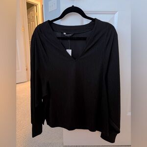 NWT Banana Republic M Black Textured Long Sleeve Blouse